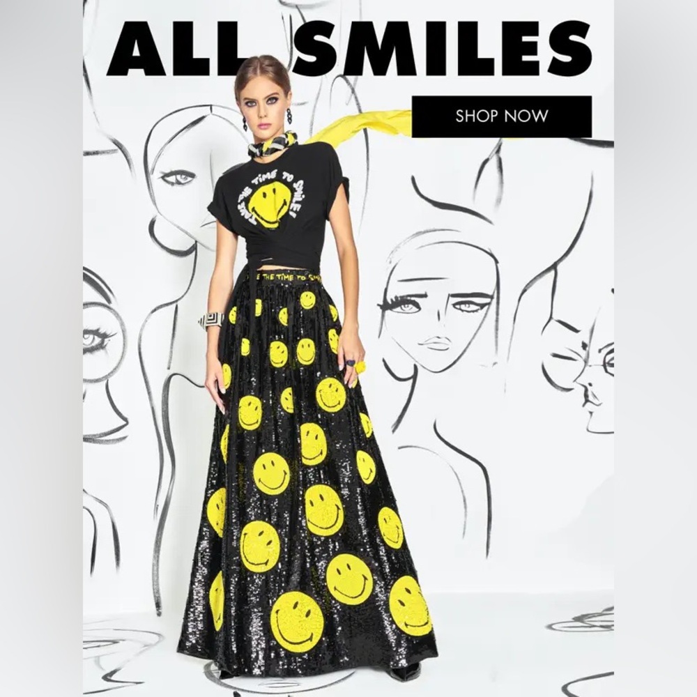 New! ALICE + OLIVIA Smiley Limited Edition Tina Sequin Gown Maxi Skirt - Picture 6 of 16